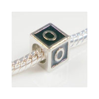 Black Enamel Letter "O" Bead Charm