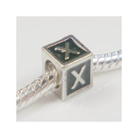 Black Enamel Letter "X" Bead Charm