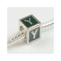 Black Enamel Letter "Y" Bead Charm