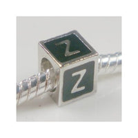 Black Enamel Letter "Z" Bead Charm