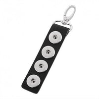 Black Leather Chunk Charm Keychain. For Snap Button Chunk Charms.