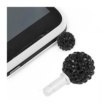 Black Swarovski Crystal Ball Phone Charm
