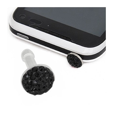 Black Swarovski Crystal Stud Phone Charm