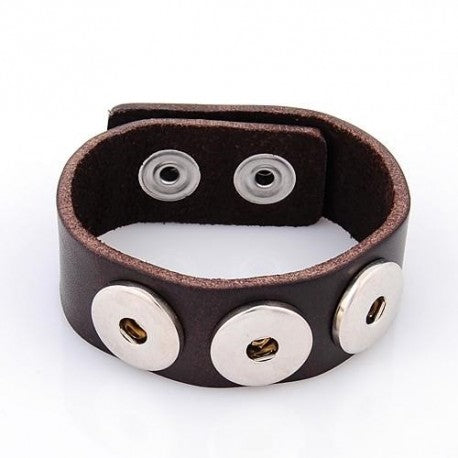 Brown Leather Chunk Charm Bracelet. For Snap Button Chunk Charms.