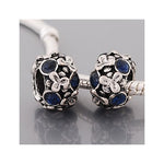 Buckets of Beads Flowers Charm Bead, Dark Blue Stones