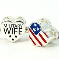 USA Flag Military Wife Charm Bead