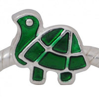 Green Enamel Turtle Charm Bead