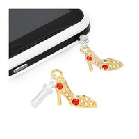 Gold Plated Red and Clear Rhinestone High Heel Phone Charm