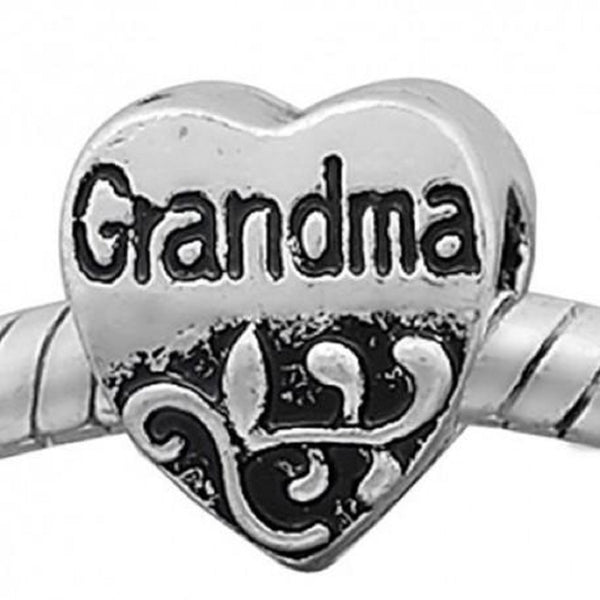 Plain Heart Grandma Charm Bead