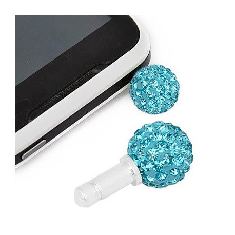 Light Blue Swarovski Crystal Ball Phone Charm