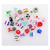 Pack Of 10 Assorted Colorful Enamel and Rhinestone Charm Beads. Fits All Major Charm Bracelets.