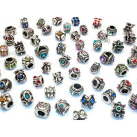 Pack Of 10 Assorted Crystal Rhinestone Charm Beads. Fits All Major Charm Bracelets.
