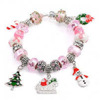 Christmas Inspired Pink Design Charm Bracelet