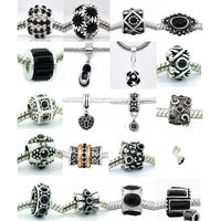 Ten (10) of Assorted Shades of Black Crystal Rhinestone Charm Beads