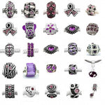 Ten (10) of Assorted Shades of Purple Crystal Rhinestone Charm Beads