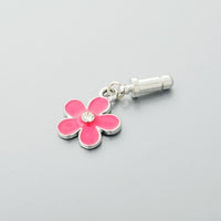 Pink Enamel Flower Phone Charm