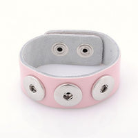 Pink Leather Chunk Charm Bracelet. For Snap Button Chunk Charms.