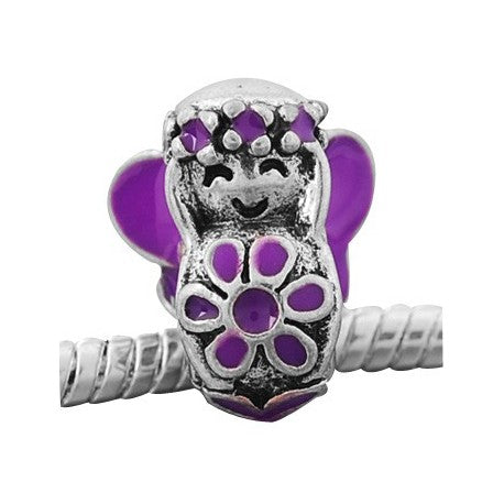 Purple Flower Child Charm Bead