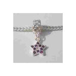 Purple Rhinestone Star Dangle Charm Bead